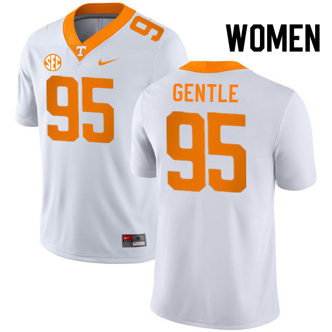 Women #95 Carson Gentle Tennessee Volunteers College Football Jerseys Stitched-White